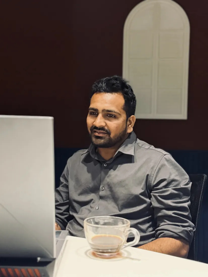 Team member at a laptop