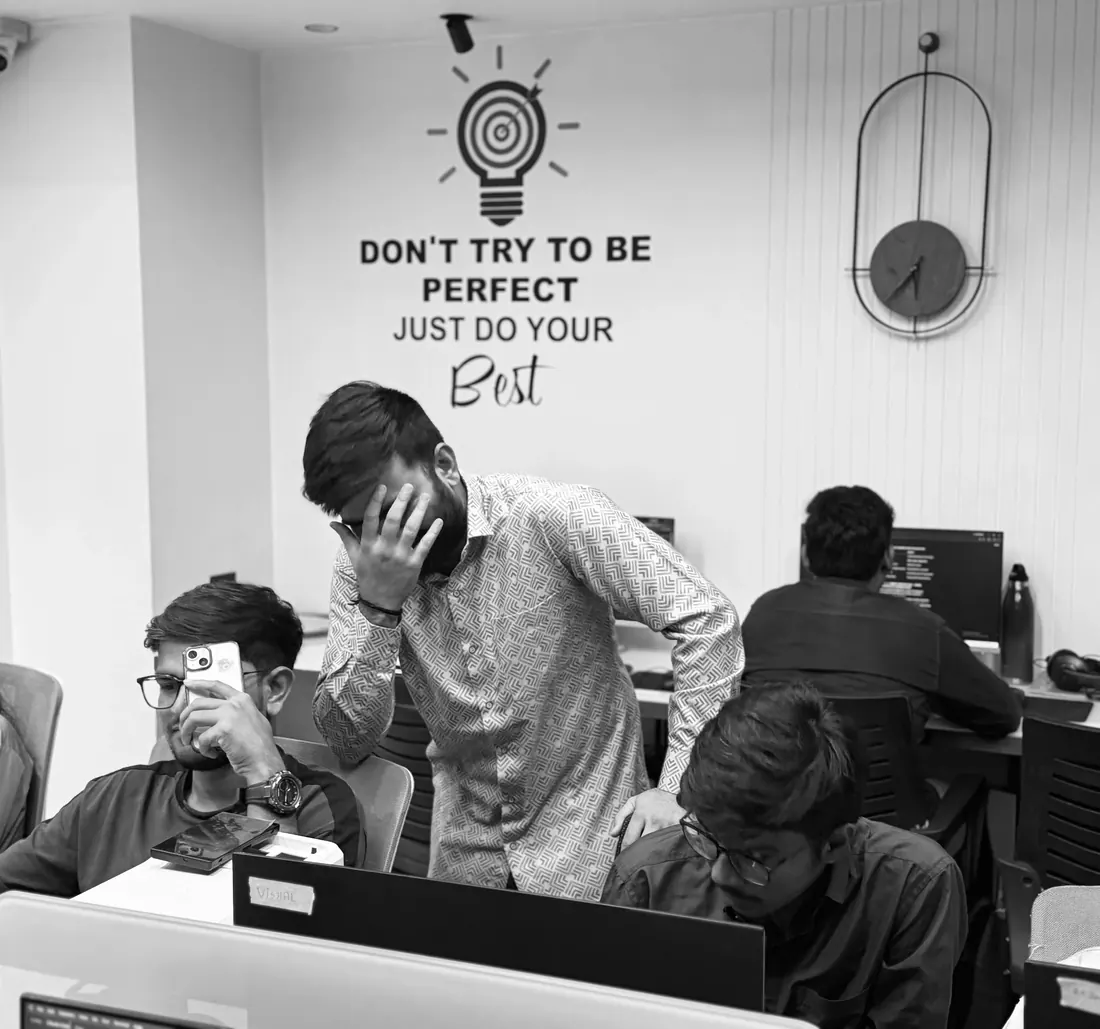 The team in the open office