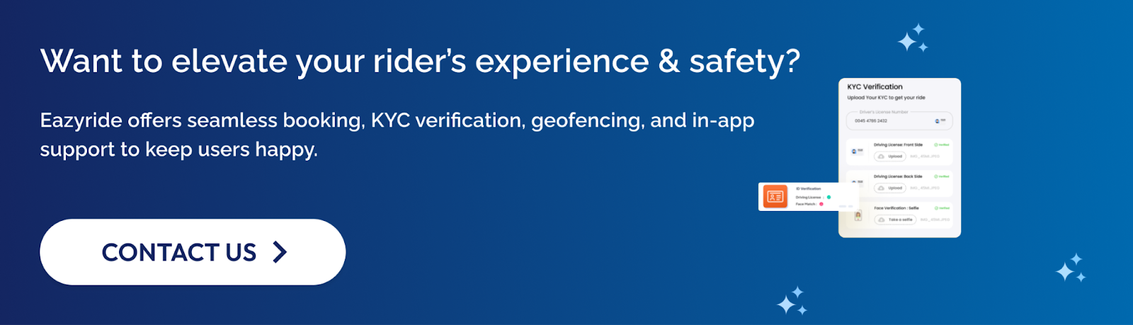 Eazyride offers seamless booking, KYC verification, geofencing