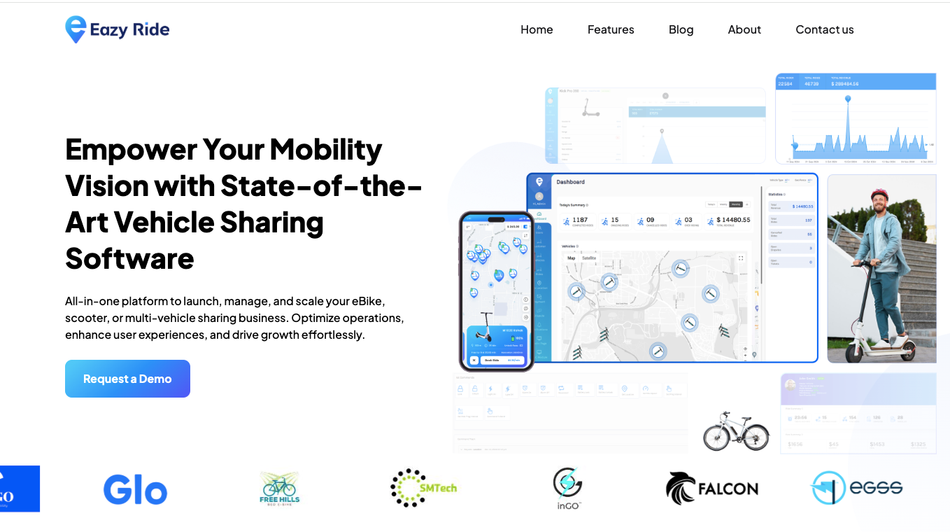 EazyRide helps manage shared micromobility fleets—bikes, e-bikes, and scooters