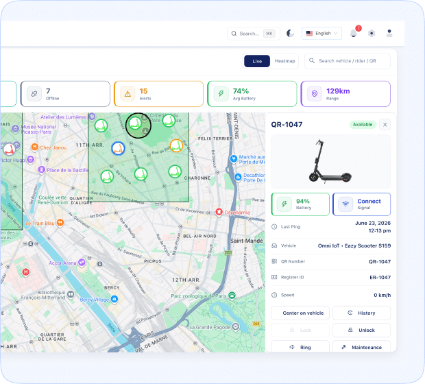 Fleet management dashboard screen