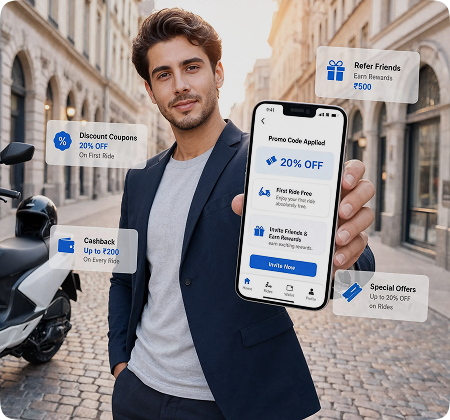 Rider redeeming a promo code and discount offer in the EazyRide app