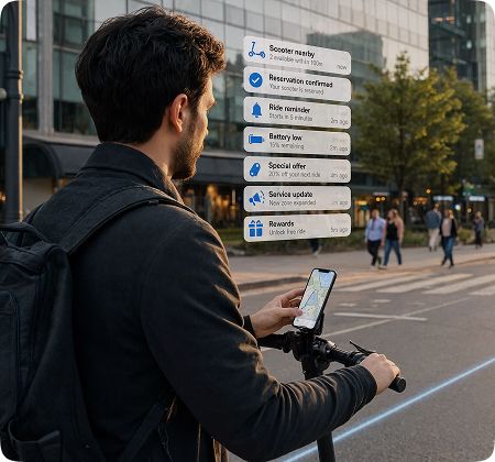 Rider receiving in-app push notifications on the EazyRide app