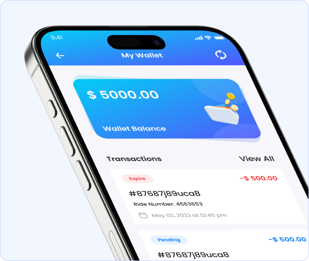 Schermata del portafoglio dell'app utente