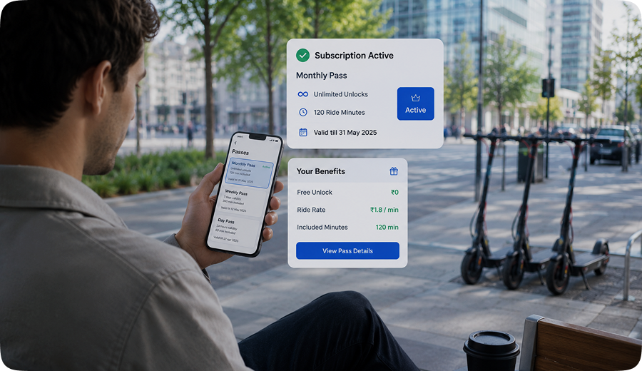 Rider choosing a monthly subscription plan in the app
