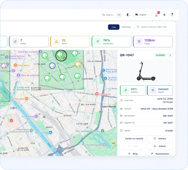Fleet management dashboard screen